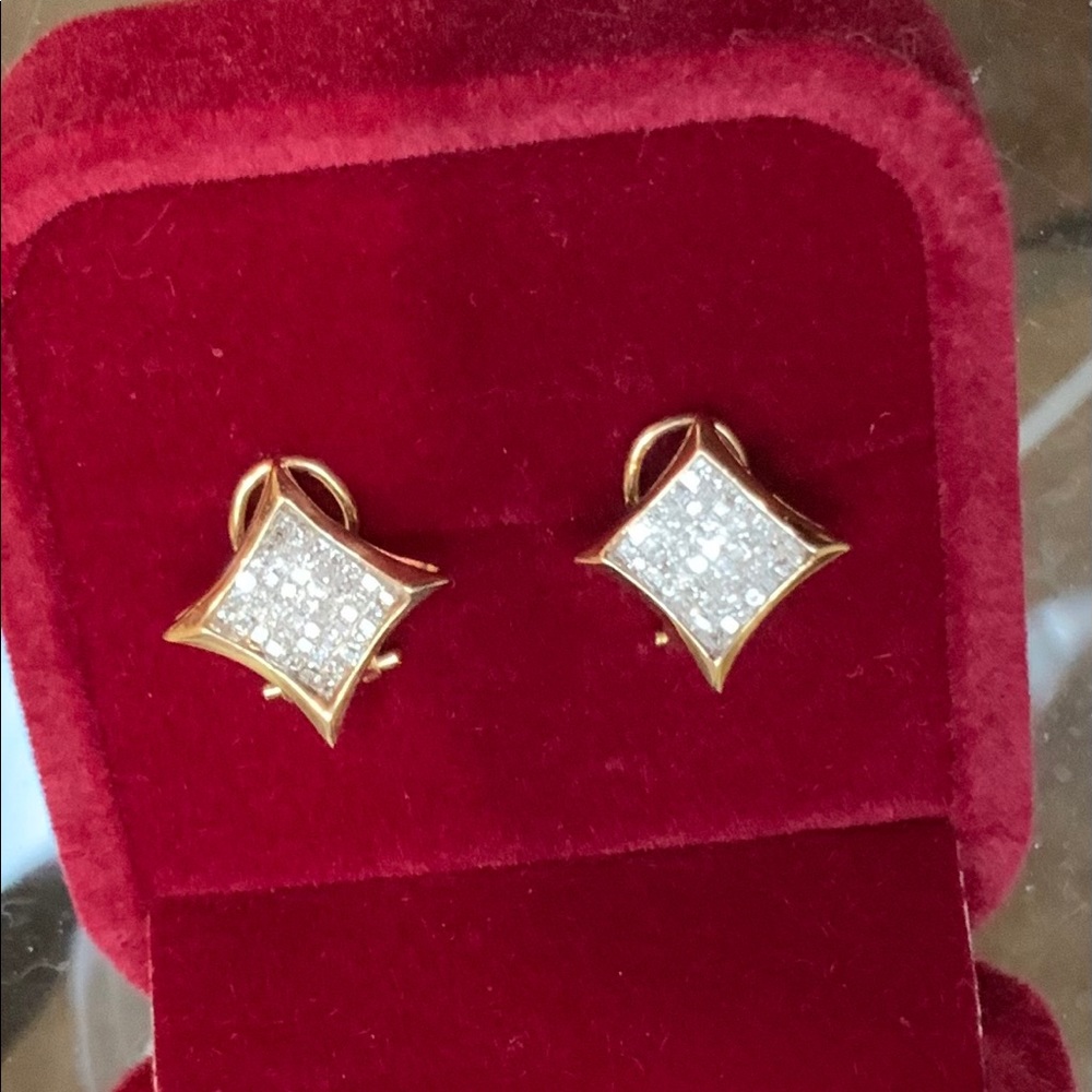 Genuine Diamond Cluster Earrings.50 Cts
